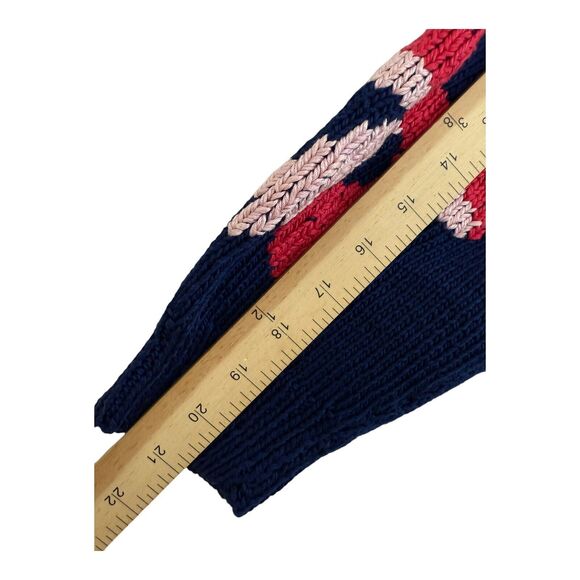 Berek Hand Knit Sweater Sz Petite Lace Collar Vtg 80s Wishing Well Flowers Cat - Picture 10 of 11